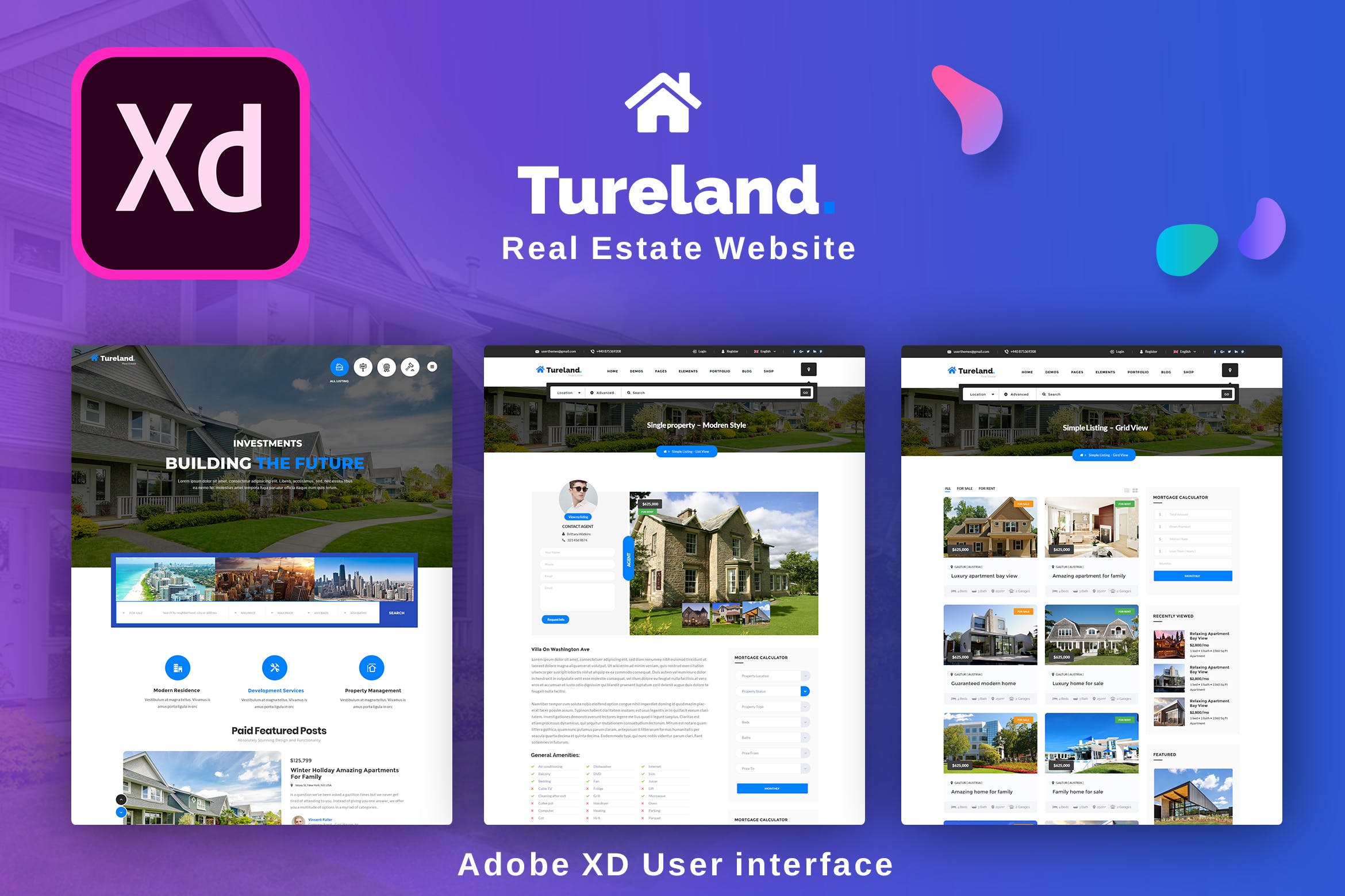 房地产业务网站设计XD模板 Best Real Estate Adobe XD Template插图