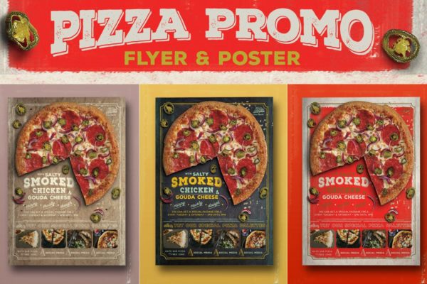 披萨广告促销海报传单设计 Pizza Promo Flyer