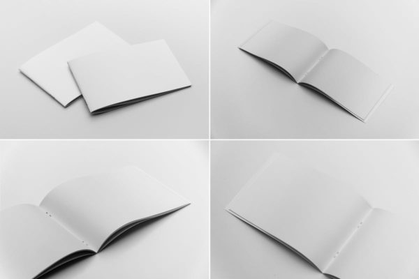 简约横向宣传册杂志画册样机 Landscape Brochure Mockups