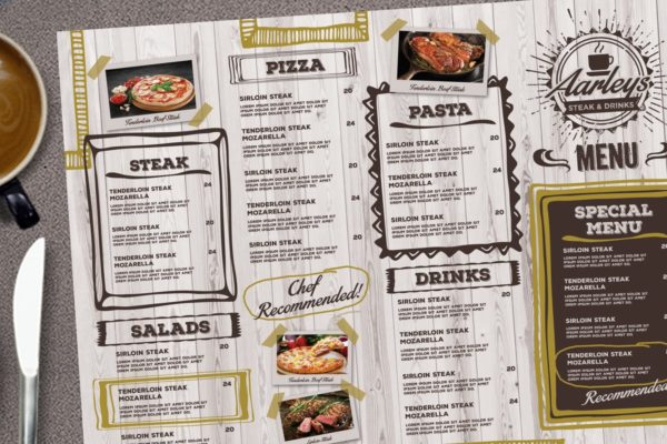 高档咖啡厅菜单设计模板 Cafe Menu Board