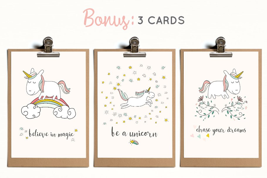 神奇独角兽魔法图案系列素材 Fairytale Unicorn Patterns插图(1)