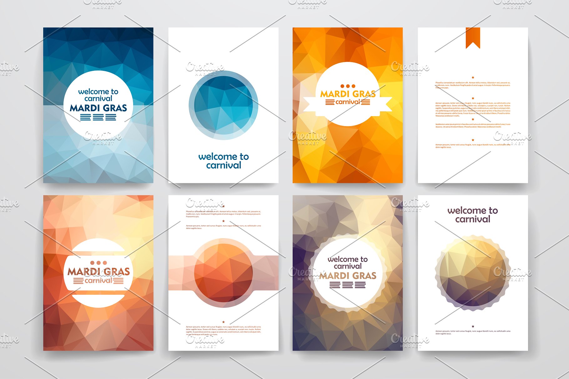 狂欢节主题小册子模板 Mardi Gras Brochures插图