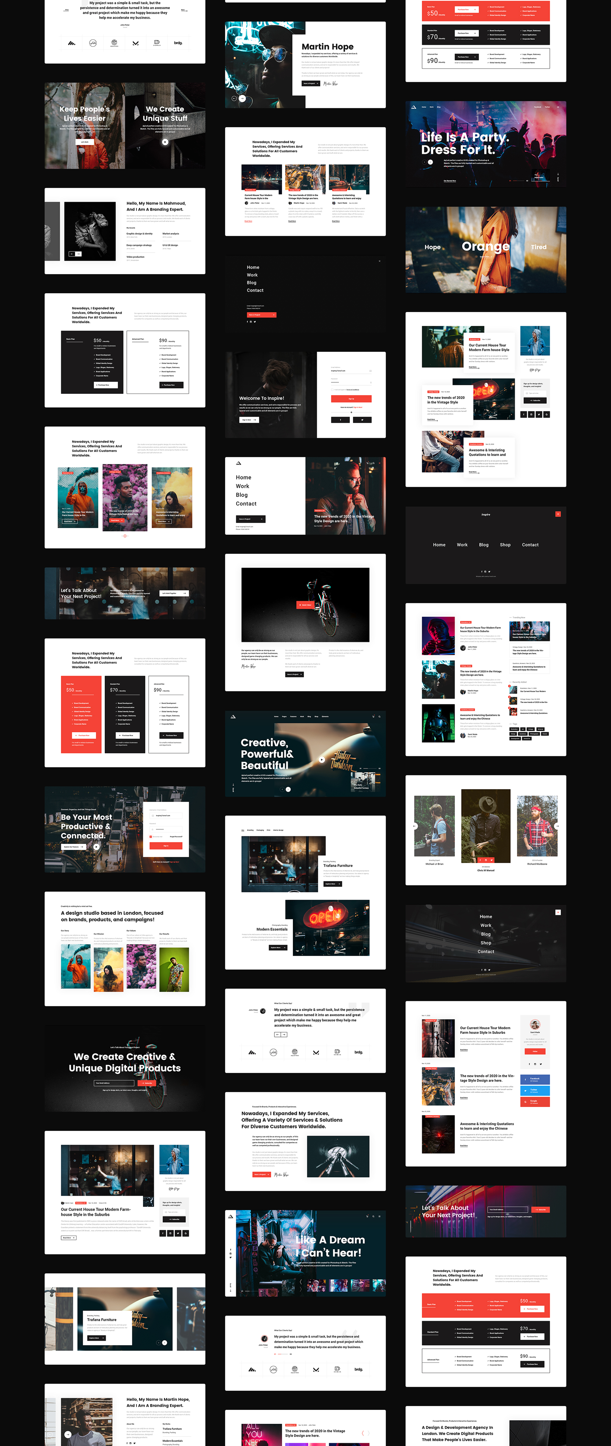 素材库下午茶：现代创意多用途的Web UI设计套件[PSD,XD]插图(6)