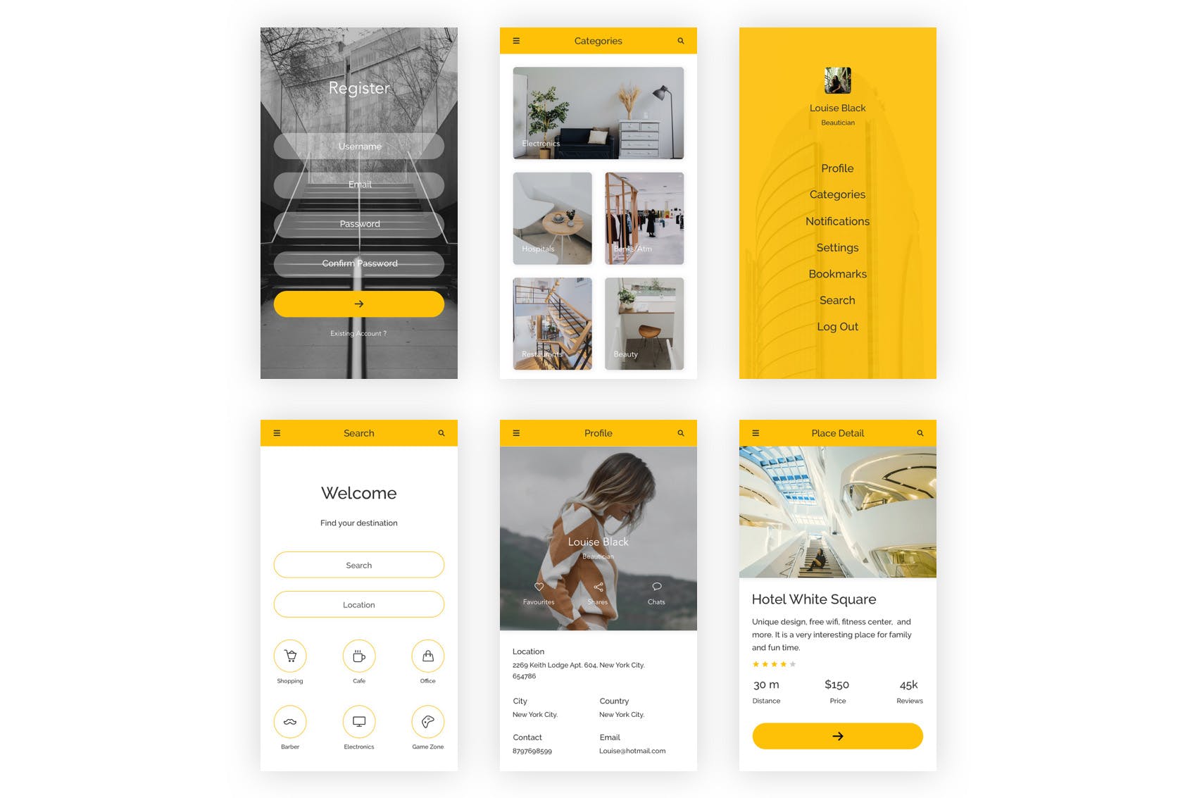 目录列表&黄页APP应用UI设计素材库精选套件 Directory – Listing Mobile App – Adobe Illustrator插图(8)