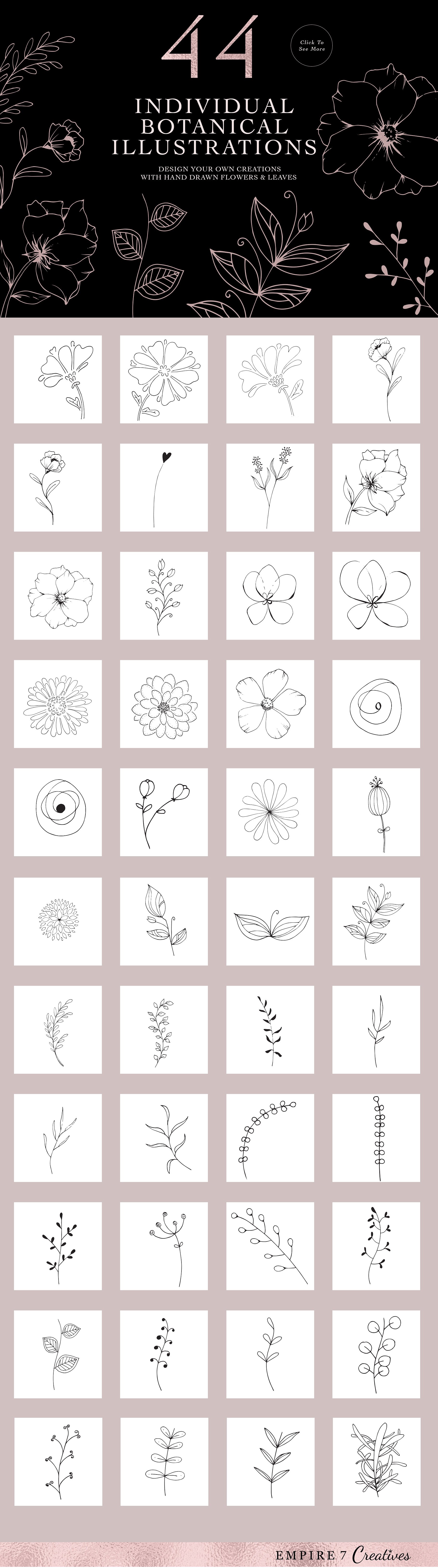 100个简约时尚的手绘女性标志和品牌包装插图(1)