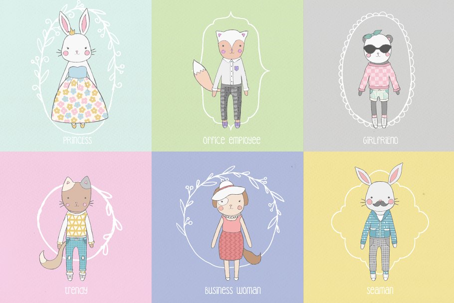 可爱卡通动物水彩插画合集 Love Story Collection Creator Pro插图(1)