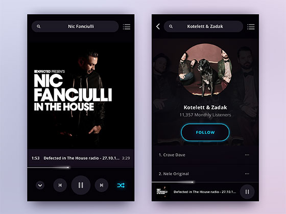 暗色简约音乐播放器素材之家精选sketch素材