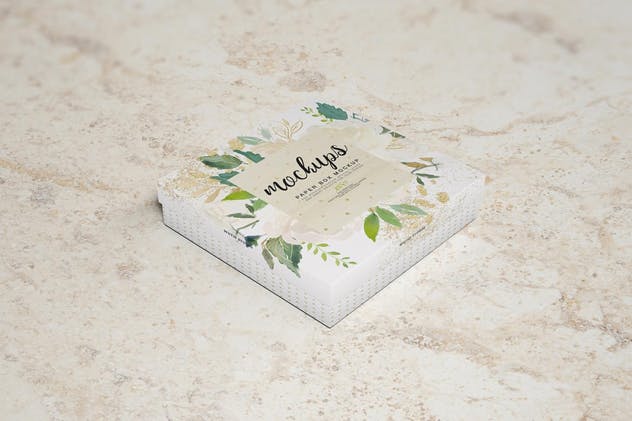 高端方形纸制首饰盒样机 Square Paper Jewelry Box Mockup插图(13)