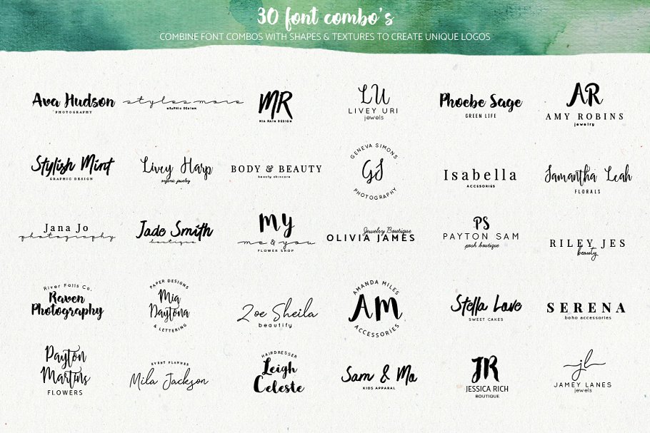 水彩风格Logo预设模板合集 Premade watercolor logo creator插图(8)