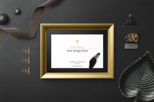 经典样机模板v3-金框画框相框模板 Simple Homes Mockup Vol. 6