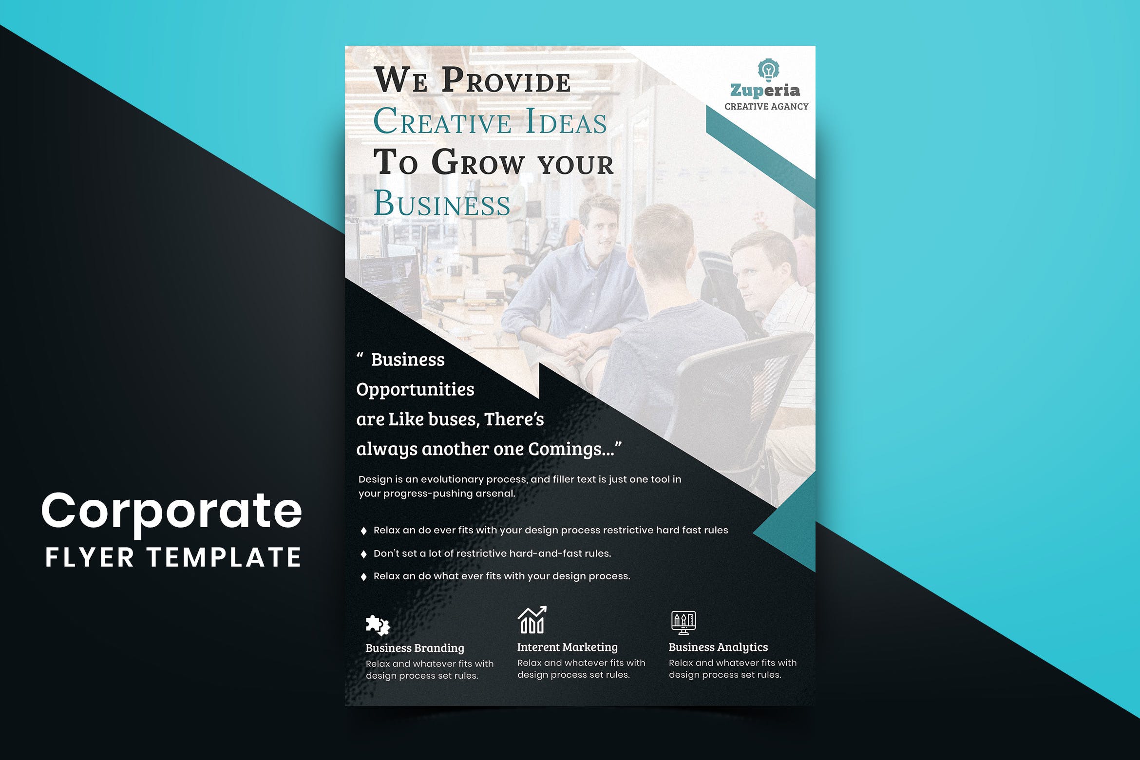 现代设计风格企业公司机构通用宣传单模板v09 Corporate Flyer Template-09插图