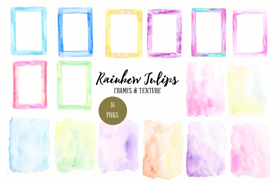 彩虹郁金香水彩插画设计套装 Design Kit Rainbow Tulip插图(4)