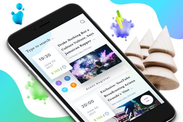热点事件活动类APP应用界面模板 Event 8 Mobile Ui