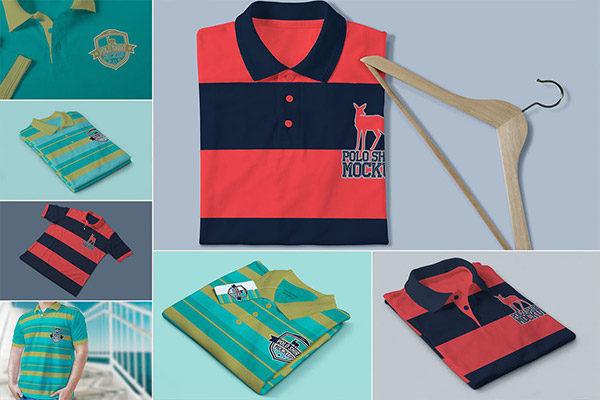 高品质的高端Polo衫VI样机展示模型mockups
