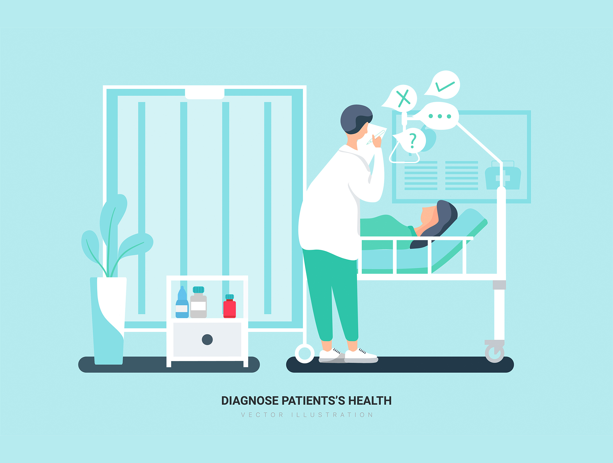 素材库下午茶:医院和医疗保健场景矢量插画素材插图(9)