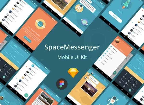 宇宙主题的特别版社交聊天UI kits套装下载[For Sketch]