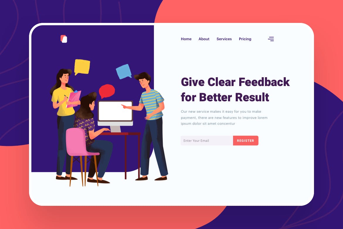 信息反馈主题网站设计矢量插画素材 Give Feeback Illustration – Website Header插图(1)