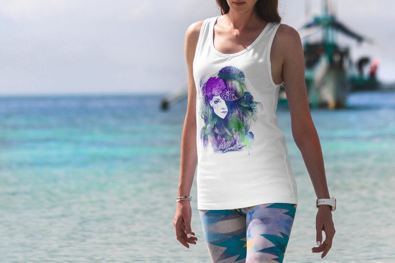 度假系列-休闲服装印花图案设计展示样机素材库精选v1 T-Shirt Mockup Vacation Edition Vol. 1插图(3)