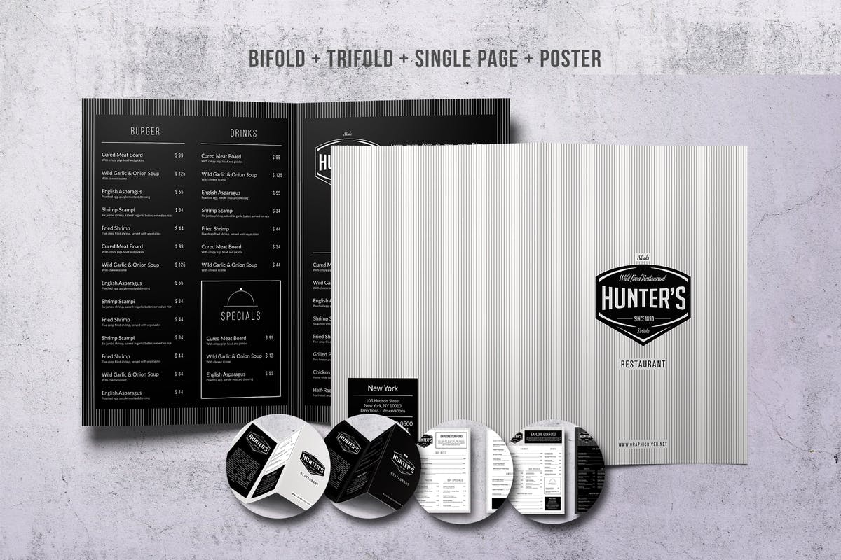 极简主义优雅西餐厅菜单设计模板套装 Minimal Elegant Menu Big Bundle插图