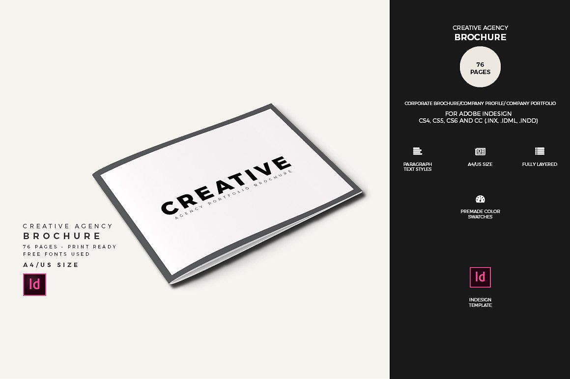 创意极简的黑白色调杂志手册模板下载[indd]插图