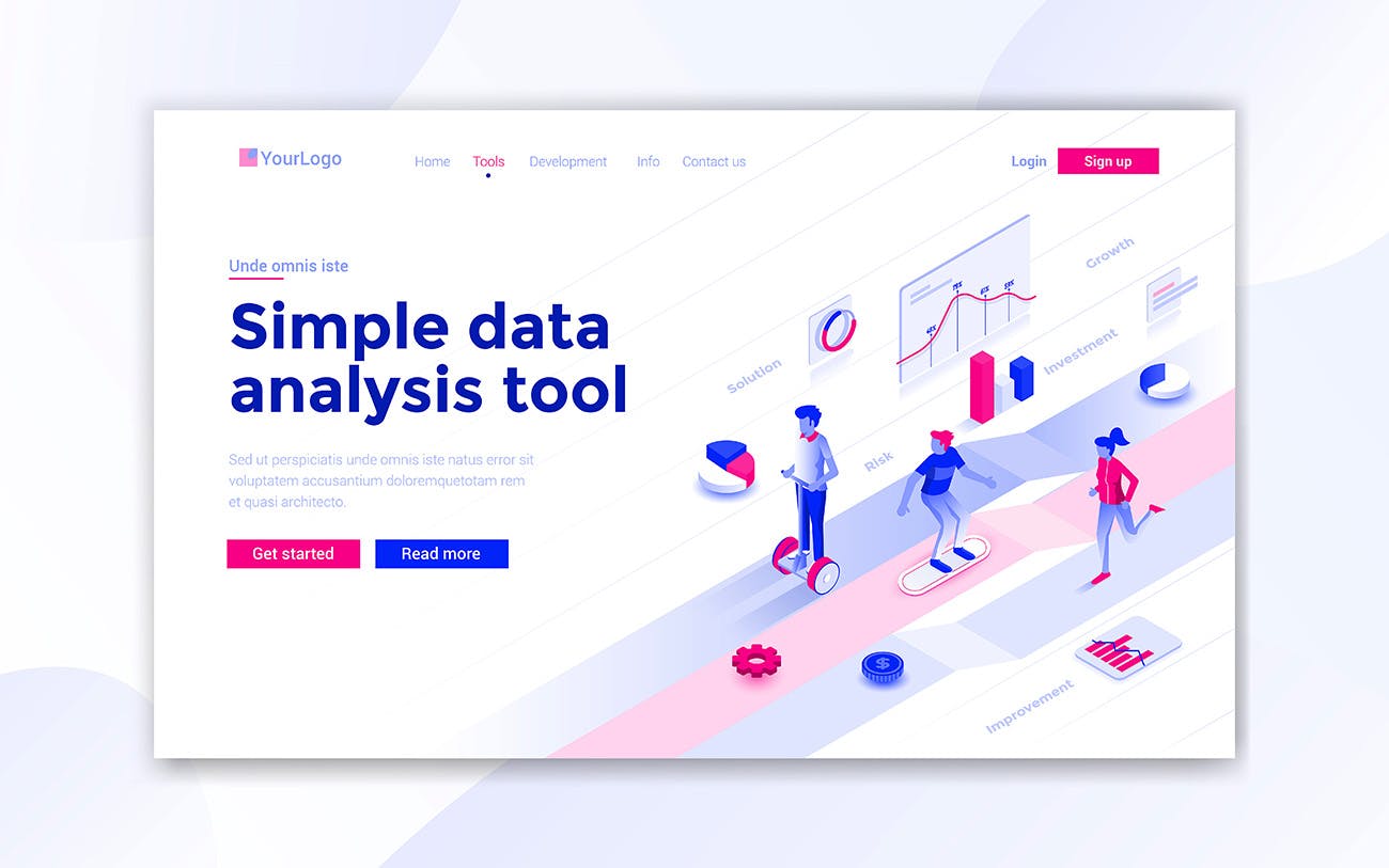 现代信息科技概念插画网站着陆页设计模板大合集 Landing page template on various topics插图(7)