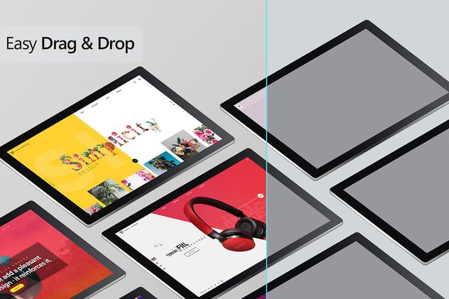 网页设计等距平板电脑屏幕样机 Isometric Screen Mockup插图(7)