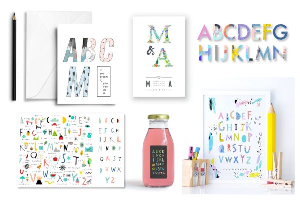 6款可爱时尚的字母表插画 6 ALPHABETS