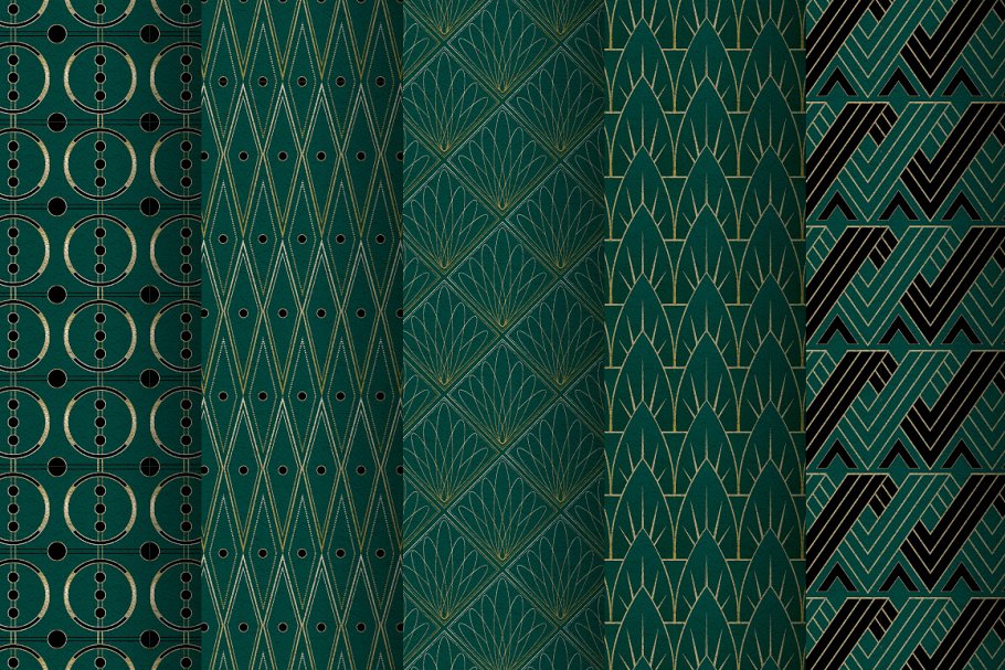 有序规则图案艺术背景纹理v2 Art Deco Seamless Patterns插图(2)