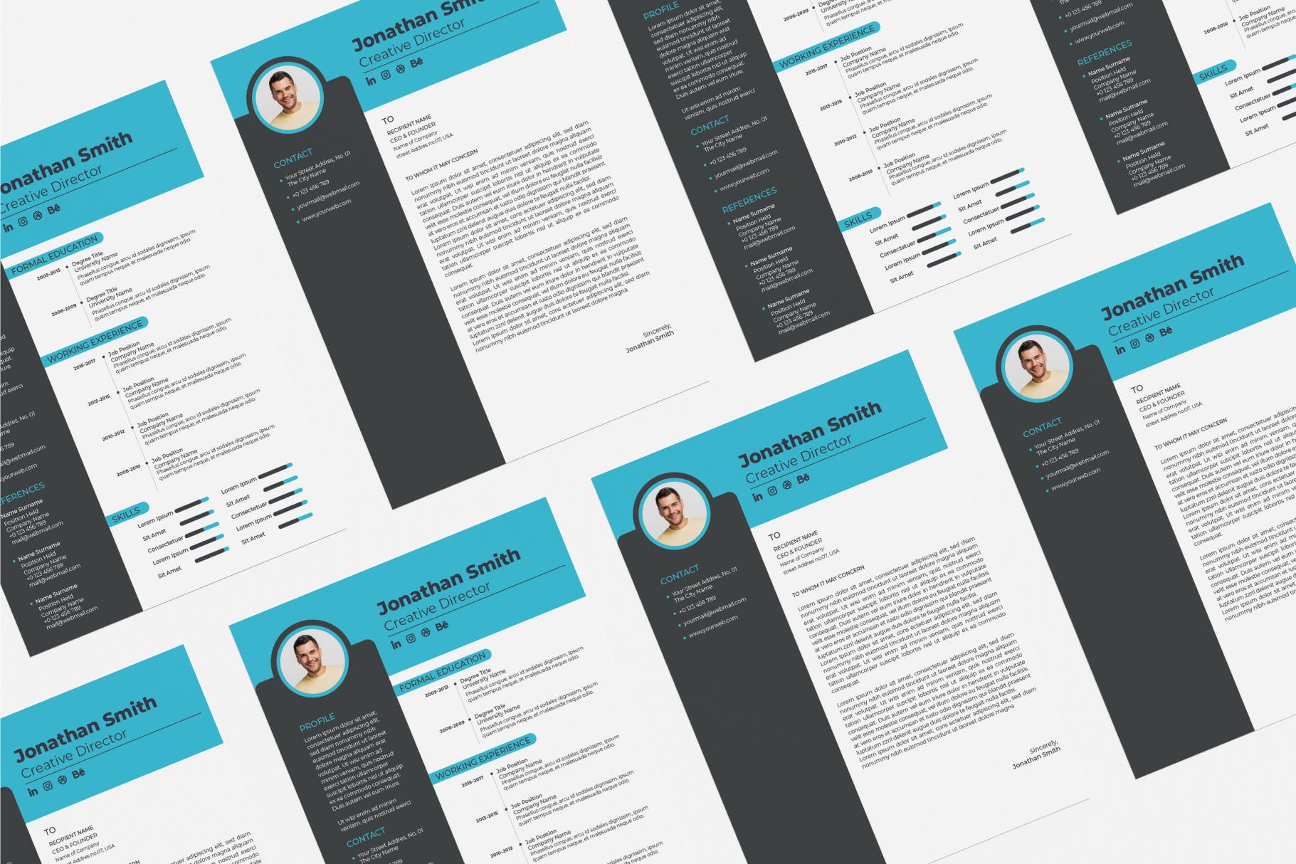倒L版式设计风格素材库精选简历模板下载v16 Cv Resume Template.v16插图