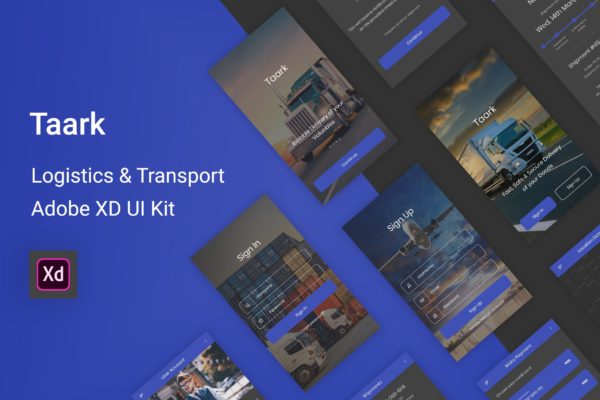 物流运输快递企业APP应用UI设计XD模板 Taark – Logistics &amp; Transport Adobe XD UI Kit