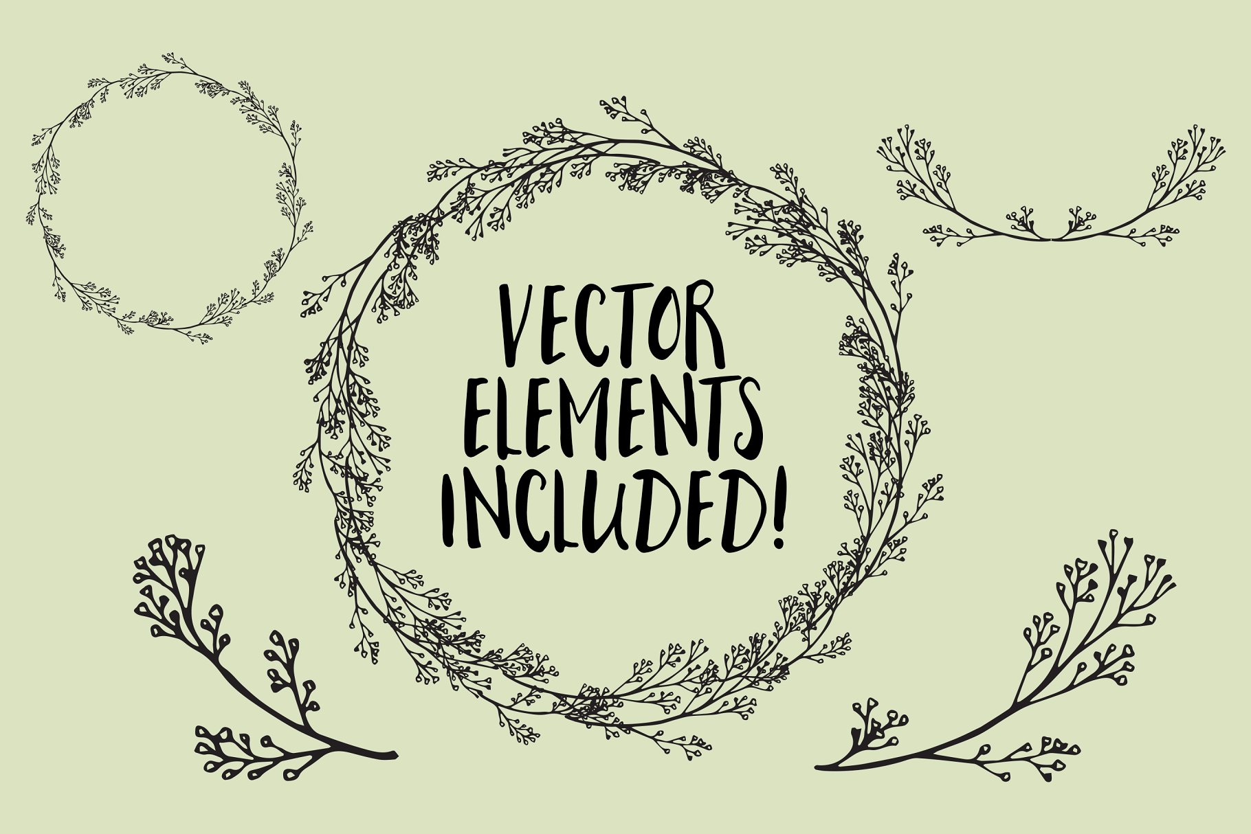 清新文艺的植物花边婚礼邀请函模板套装 Hip Wedding Invitation Suite插图(2)