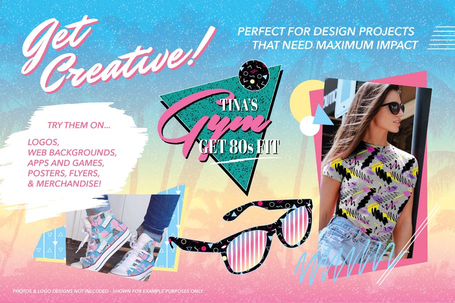 1980s年代复古时尚纹理 Cool 1980s Seamless Patterns Vol 2插图(3)