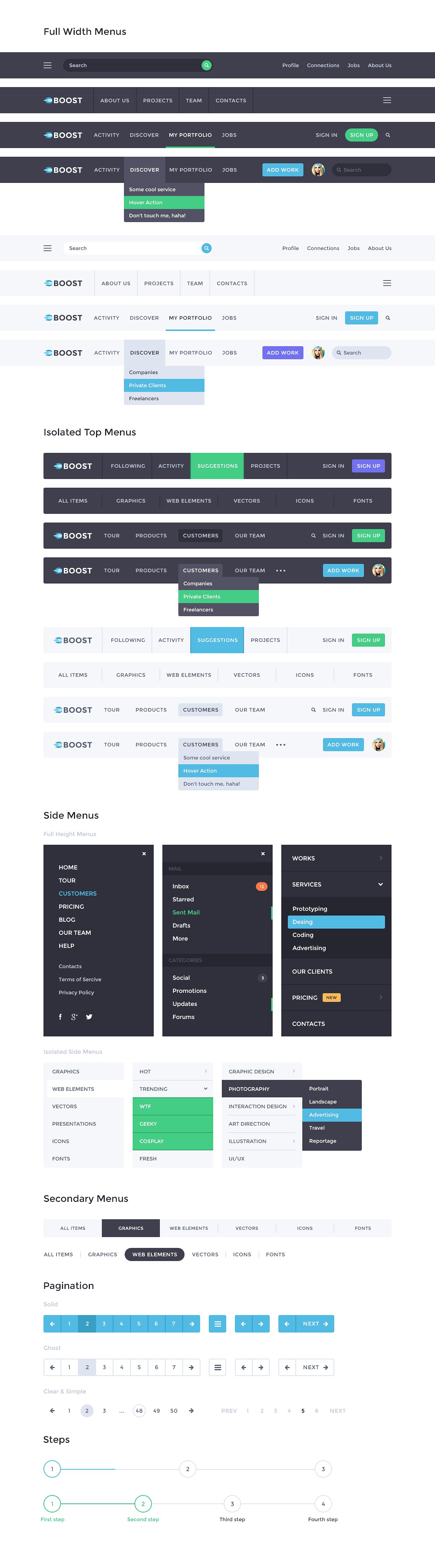 超级棒的一套网页设计套件 Boost UI Kit(设计元素&线框图)插图(4)