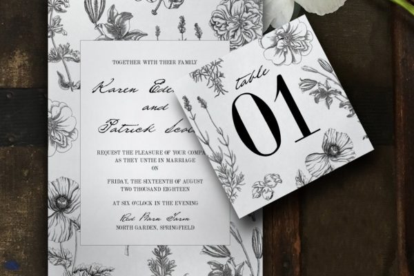 植物装饰婚礼邀请函邀请卡模板 Botanical Wedding Invitation Suite