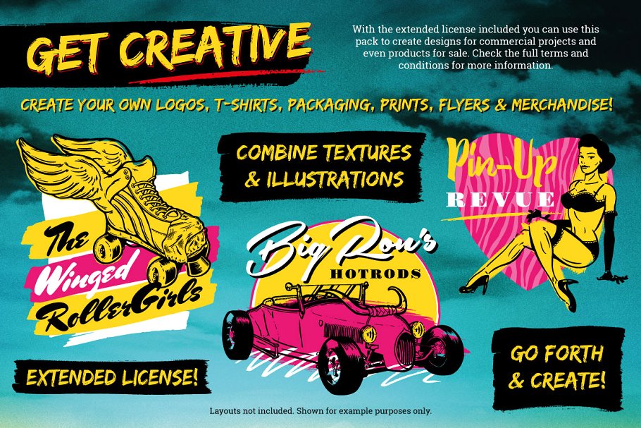 墨水手绘插画元素合集 Ink and Illustration Elements Bundle插图(4)