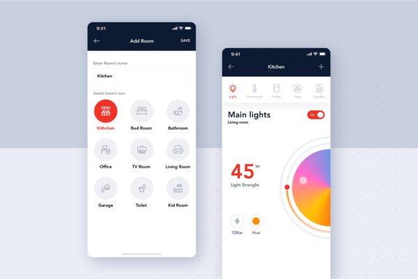 IoT物联网智能家居APP应用UI设计素材库精选模板 Smart Home – IoT mobile mobile template