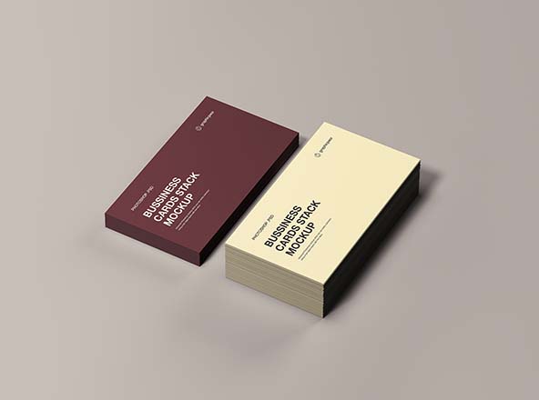 企业名片设计叠放效果图样机模板 Business Cards Stack Mockup