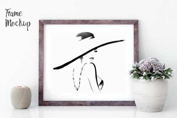 实木框画框样机 Frame mockup in white – 1 (10×8)