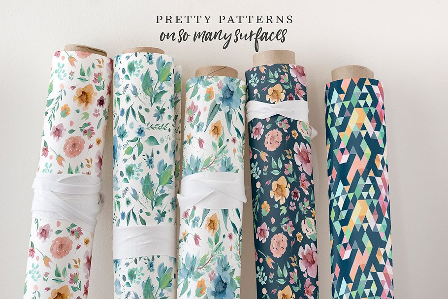 手写英文字体&手绘水彩花卉剪贴画 Loving Saskia Font & Graphics Bundle插图(12)