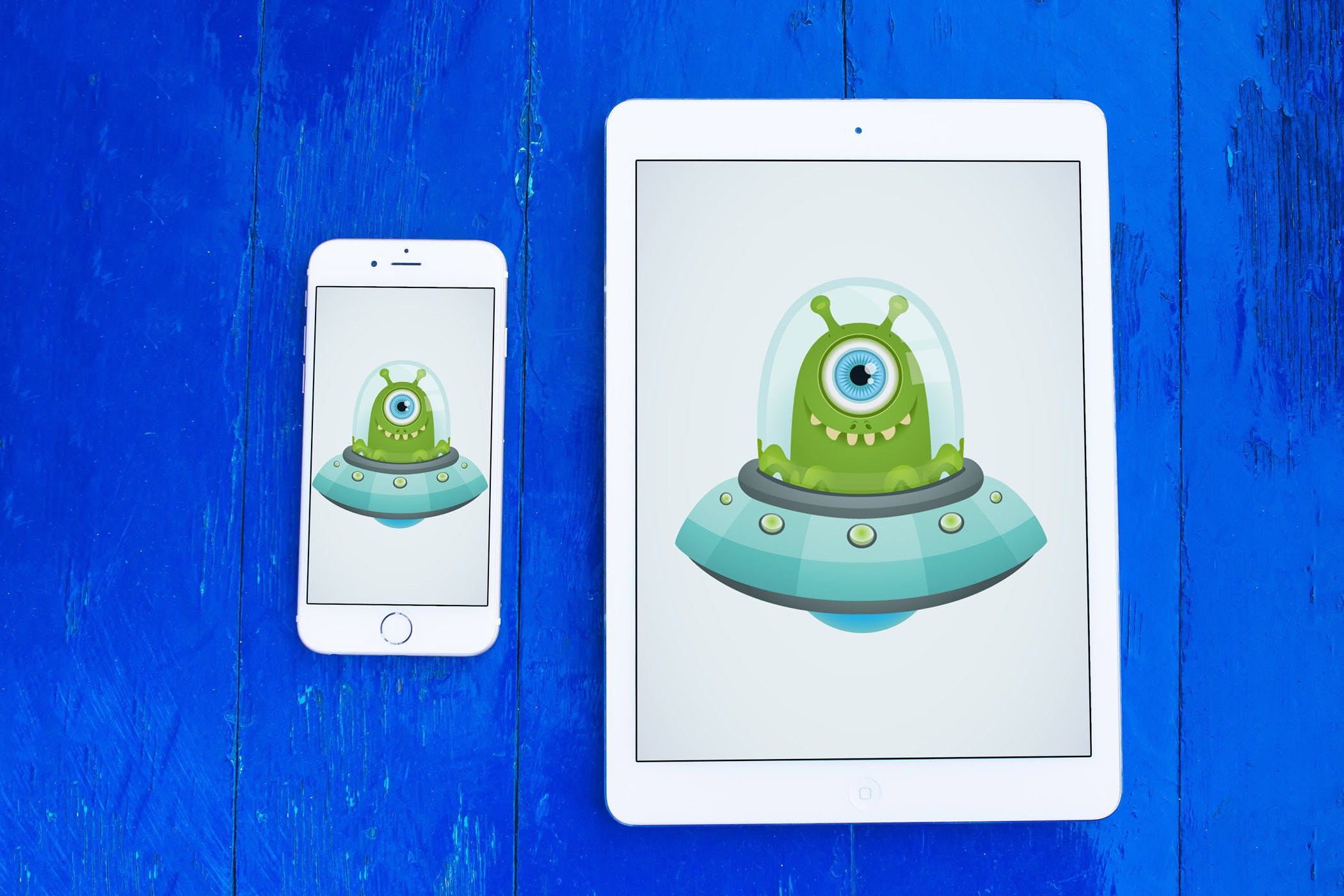 木制背景平板电脑&手机素材库精选样机模板v2 4 Tablet & Phone Mockup on Wooden Background Vol.2插图(3)