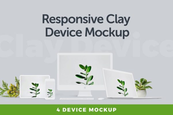 响应式网页设计效果预览设备素材库精选样机 Responsive Clay Device Mockup 3.0