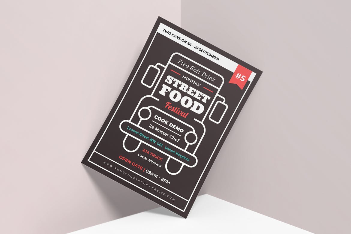 美食车餐车宣传海报传单设计模板 Food Truck Flyer插图(1)