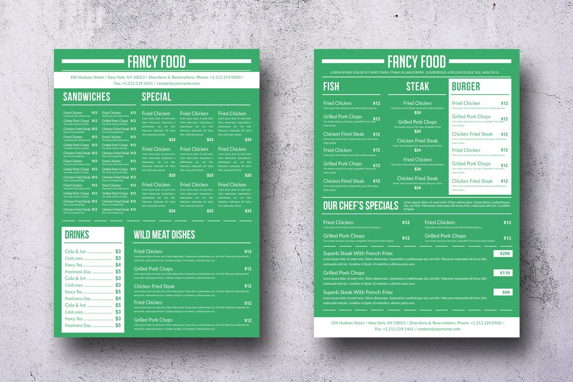 A4纸极简设计风格西式菜单设计模板 Simple A4 Minimal A4 Menu – 13 Color Versions插图(12)