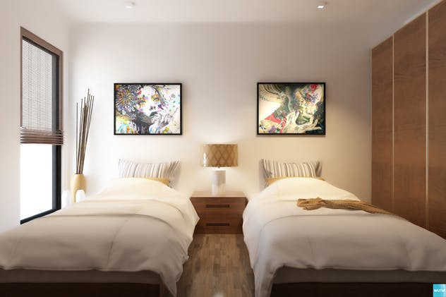 室内墙壁艺术海报框架样机Vol.1 Interior With Poster Frames Mockup Vol.1插图(1)