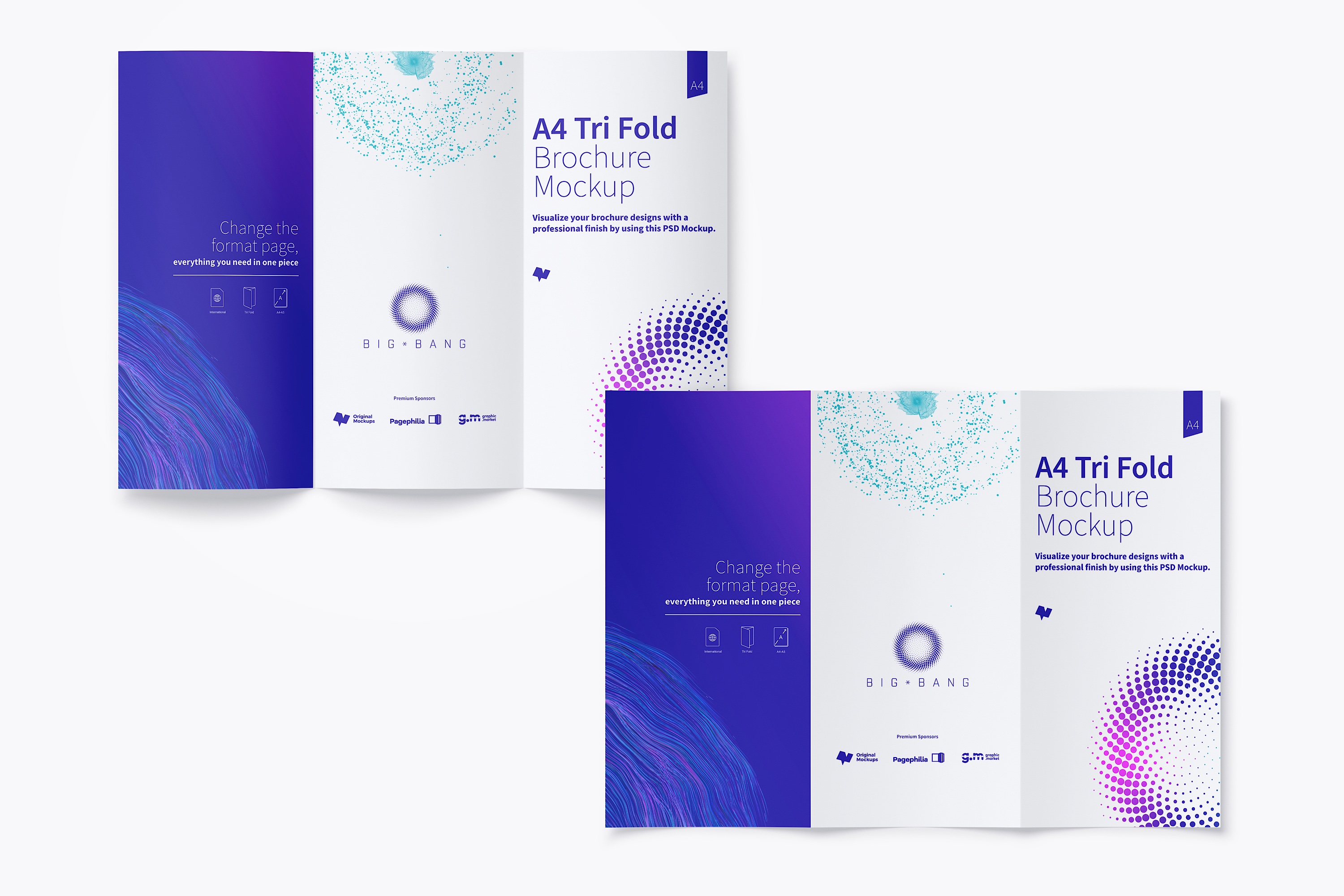 A4纸尺寸三折页传单小册子设计样机03 A4 Trifold Brochure Mockup 03插图(2)