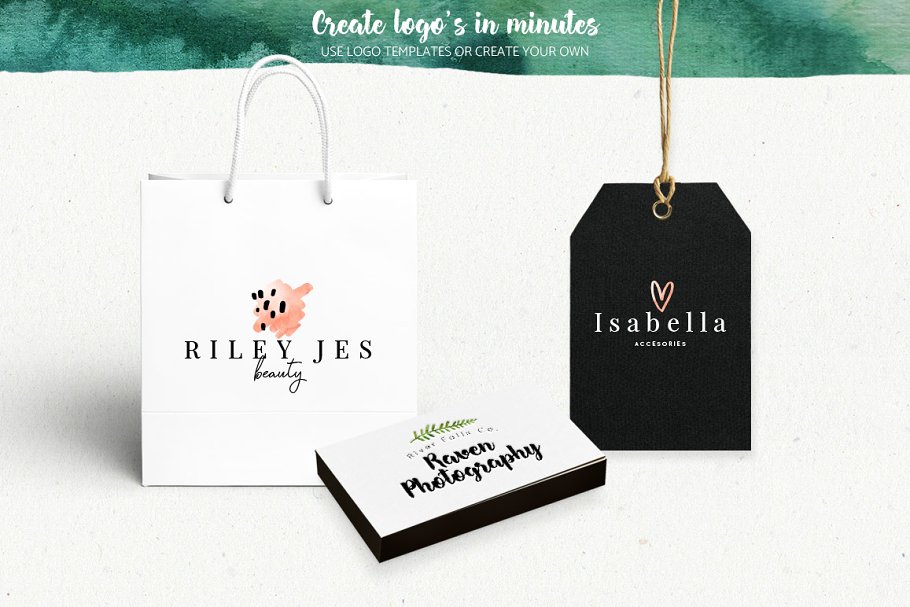 水彩风格Logo预设模板合集 Premade watercolor logo creator插图(1)