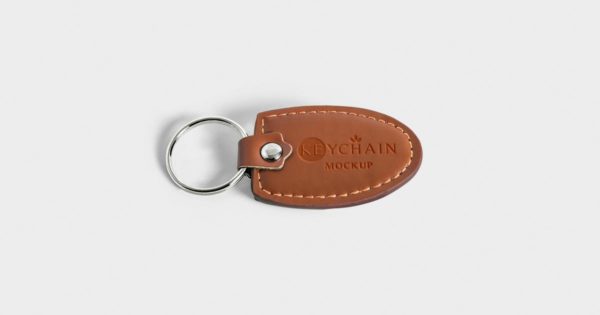 皮革钥匙扣品牌Logo设计效果图样机 Leather Keychain Branding Mockups