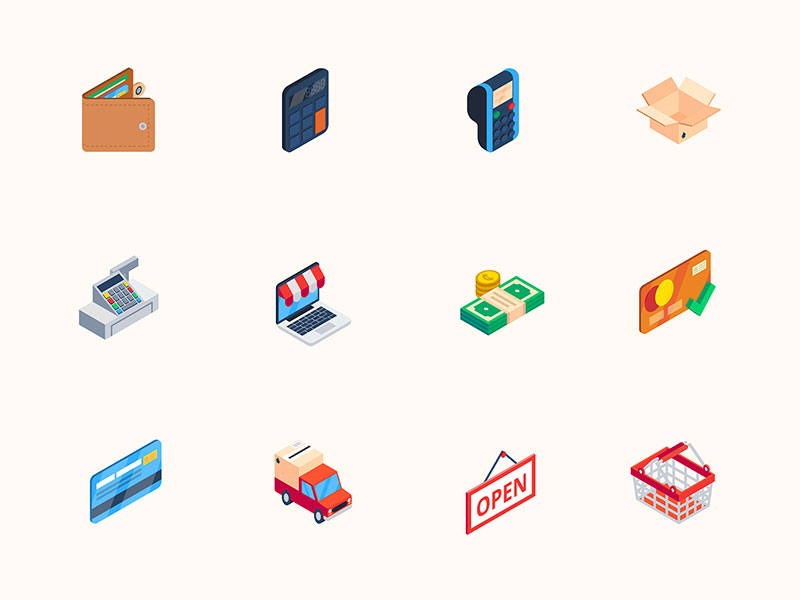 50 枚电子商务轴测图标素材之家精选sketch素材