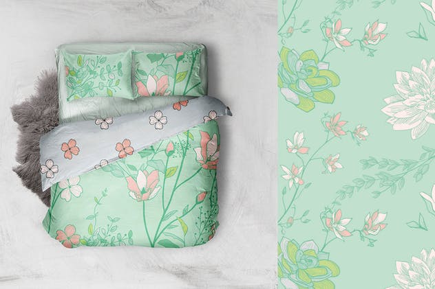 31组水彩花卉矢量图案合集 31 Floral Patterns Pack插图(3)