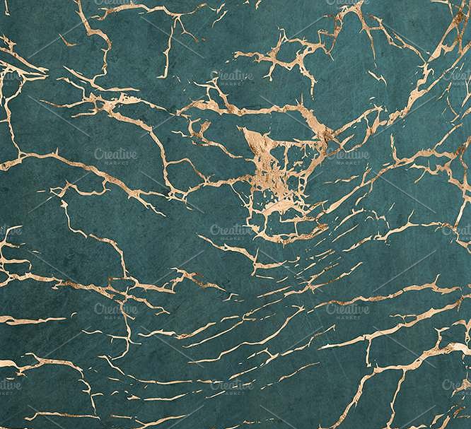 非常有质感大理石、金属鳞片&地址纹理 Petrol Emotions Gold Marble & Geodes插图(1)